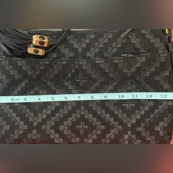 Vtg Eric Javitz NY Tote Designer Black Leather Woven Bag Adjustable Shoulder New - Picture 13 of 14